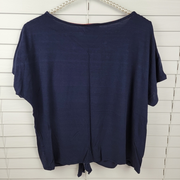 W5 Tie Front Top with Embroidered Flowers - Picture 2 of 11